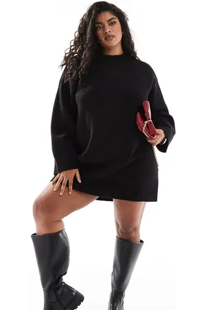 ASOS ASOS DESIGN Curve crew neck mini dress with wide cuff in