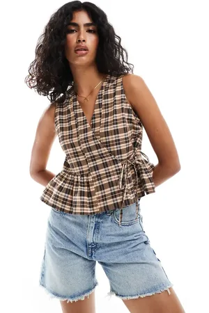 ASOS Swing wrap top in plaid