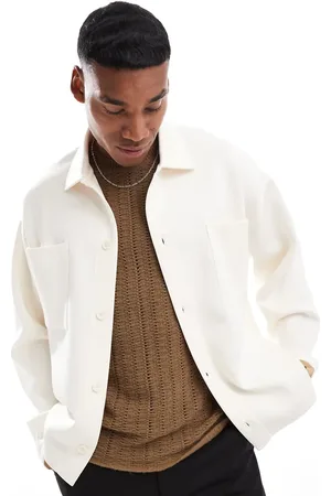 ASOS Oversized scuba shacket in ecru