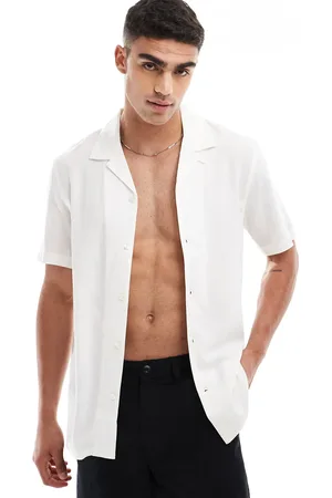 French Connection French Connection short sleeve linen revere shirt in