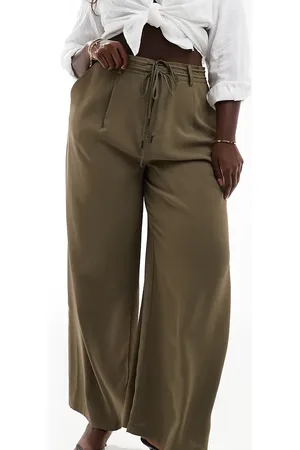 ASOS Curve tie waist pants in khaki