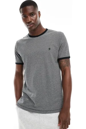 French Connection French Connection small stripe yarn dye T-shirt in navy & light gray melange