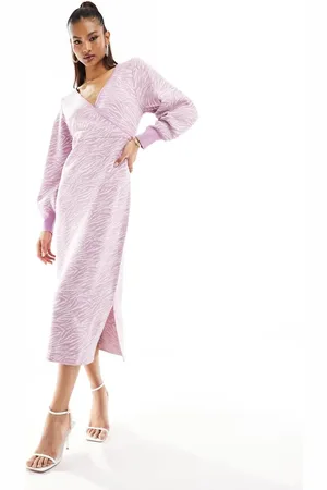 River Island Zebra print wrap midi dress in light