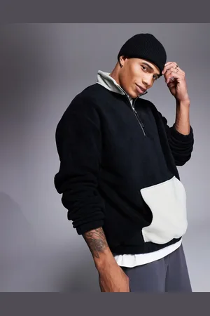 ASOS Oversized fleece sweatshirt with half zip and pocket in