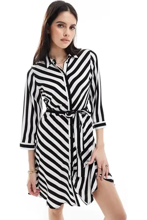 Y.A.S Mini shirt dress in bold mono stripe - part of a set