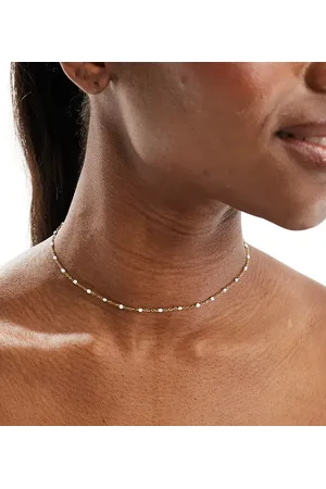 LOST SOULS Stainless steel 18kt plated 38mm enamel bead necklace