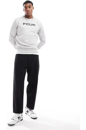 French Connection FCUK chest logo crew sweatshirt in light melange