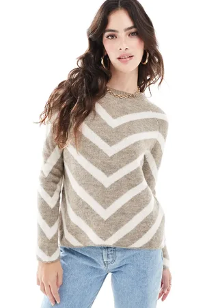 ONLY Striped knit sweater in light beige