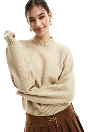 Monki Knitted turtleneck sweater in beige