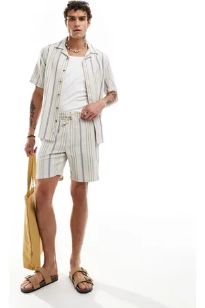 Only & Sons Woven short in beige & stripe - part of a set