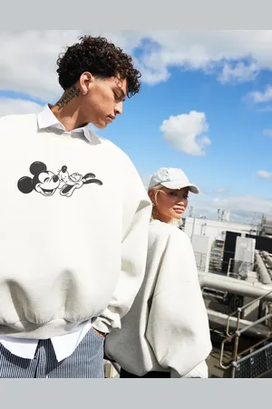 ASOS Disney unisex extreme oversized scuba sweatshirt with Mickey Mouse & Pluto print in heather