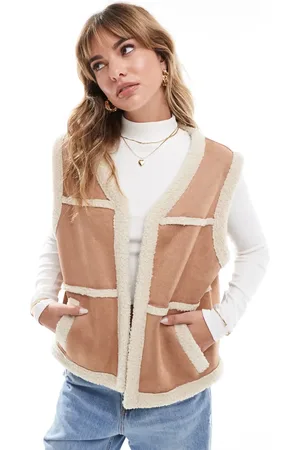 ASOS Teddy faux suede vest in tan
