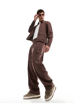 ASOS Smart pinstripe wide leg cargo pants in - part of a set