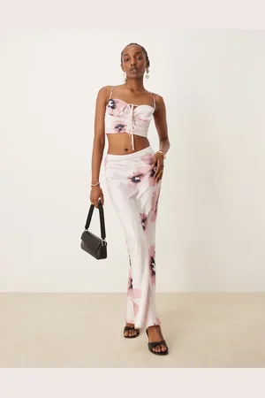 ASOS Satin bias maxi skirt in watercolor floral - part of a set