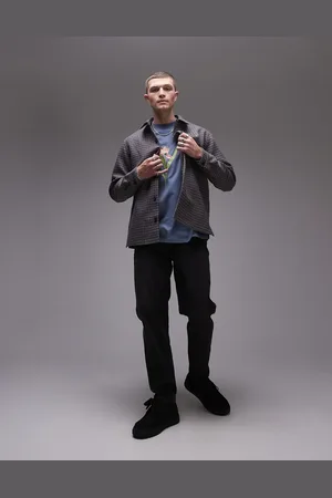 Topman Long sleeve plaid overshirt in