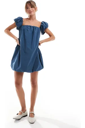 ASOS Bubble mini dress in parachute fabric in steel