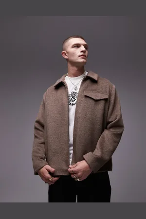 Topman Wool look shacket in oatmeal