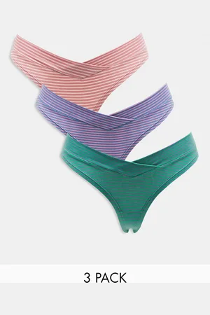 ASOS 3 pack cross front thong in stripe