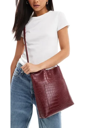 Glamorous Croc crossbody bag in burgundy
