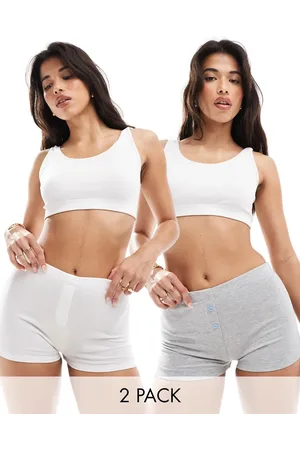 ASOS 2-pack boxers with contrast stitching in white & gray