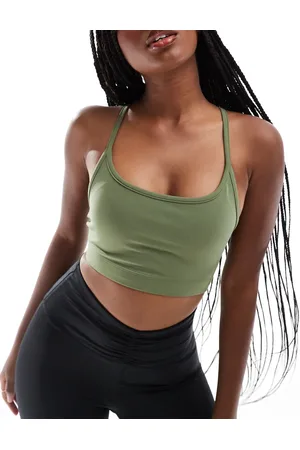 ASOS Studio soft touch medium support sports bra in khaki