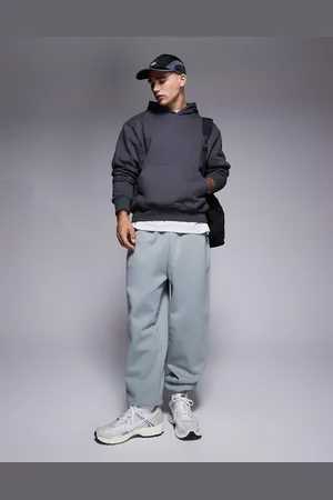 ASOS Premium heavyweight oversized joggers in light washed gray