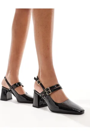 London Rebel Talia slingback mid block heels in