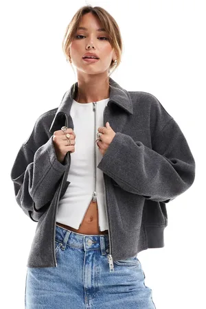 ASOS Clean formal bomber jacket in charcoal