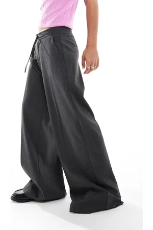ONLY Mid waist wide leg pants in dark melange