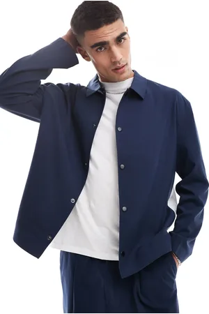 ASOS Smart slim track jacket in navy with white side stripe - part of a set