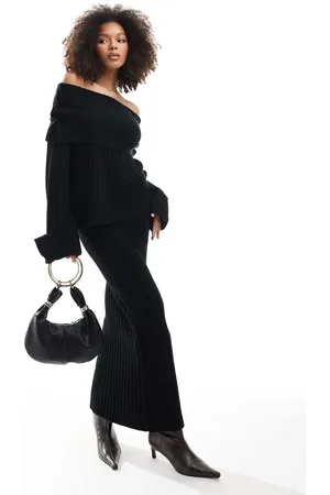SNDYS Ribbed knit foldover maxi skirt in - part of a set