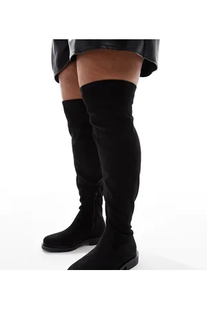 ASOS Curve Kaylee smart flat over-the-knee boots in