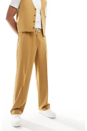 ASOS Pull on wide leg dress pants in mustard - part of a set