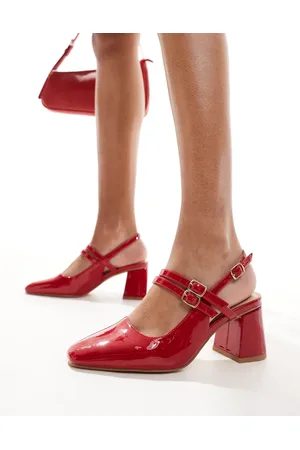 London Rebel Talia slingback mid block heels in
