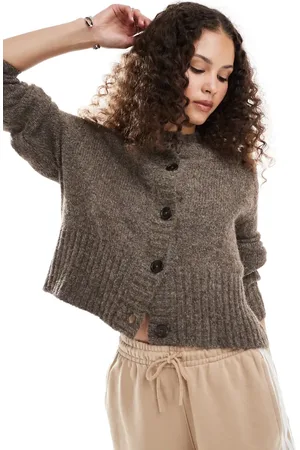 COLLUSION Fluffy textured crew neck cardigan in