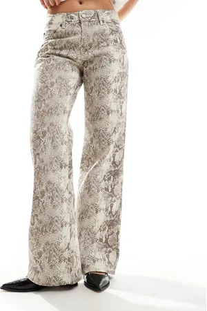 Stradivarius Straight leg jean in snake print