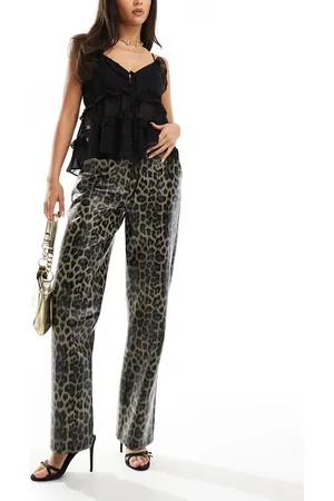 ASOS Faux leather pants in animal print