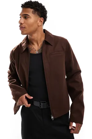 ASOS Wool look harrington jacket in brown