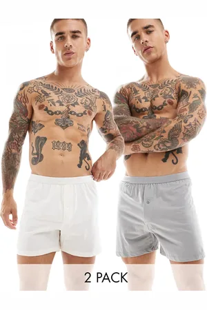 ASOS 2 pack boxers in cream and gray