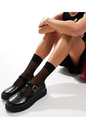 London Rebel Harper chunky buckle mary jane shoes in croc