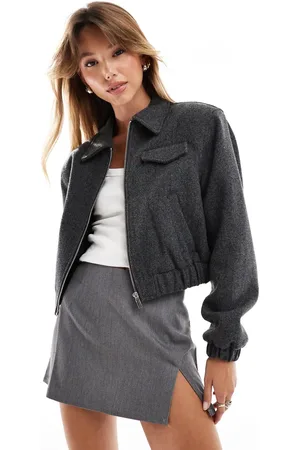 ASOS Tailored top collar bomber jacket with pocket detail in herringbone