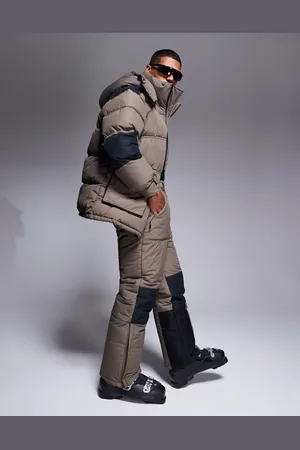ASOS Ski water repellent ski pants with straight legs in clay color block