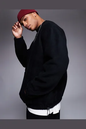 ASOS Oversized fleece sweatshirt with toggle detail in