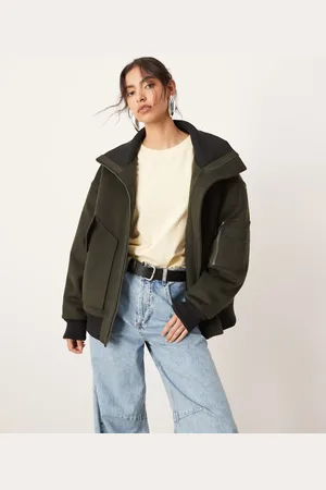 ASOS Wool mix extreme collar bomber jacket in olive