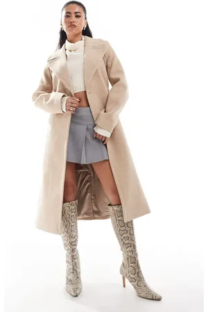 EVER NEW Formal wrap coat in warm oatmeal