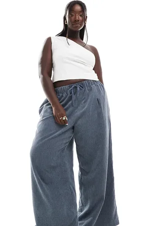 ASOS Curve cord wide leg pull on pants in