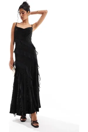 EVER NEW Velvet ruffle maxi dress in