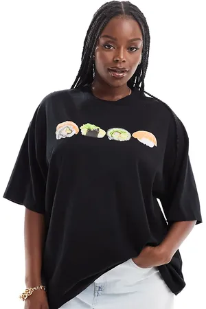 ASOS ASOS DESIGN Curve boyfriend fit t-shirt with sushi graphic in