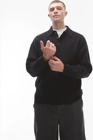 Topman Relaxed fit compact knit polo sweater in