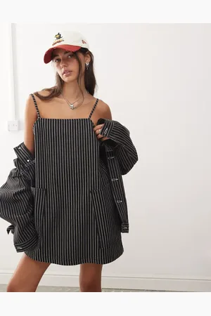 COLLUSION Denim pinny dress in stripe - part of a set